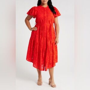 CIEBON Eyelet Midi Dress (Plus Size)
